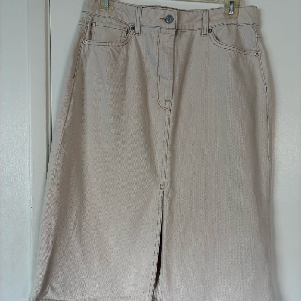 Selected Femme Denim Beige Midi Skirt